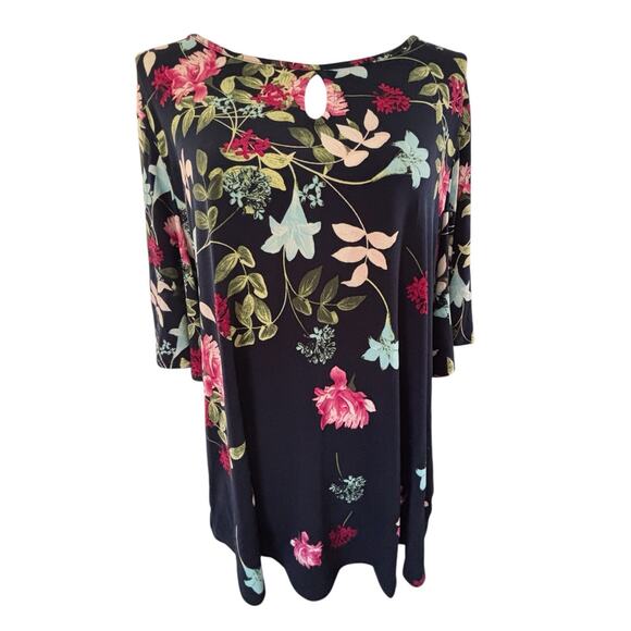 Charter Club Women’s Plus Blouse Top Bell Sleeve sz 2X Multicolored Floral NWT - Picture 1 of 8